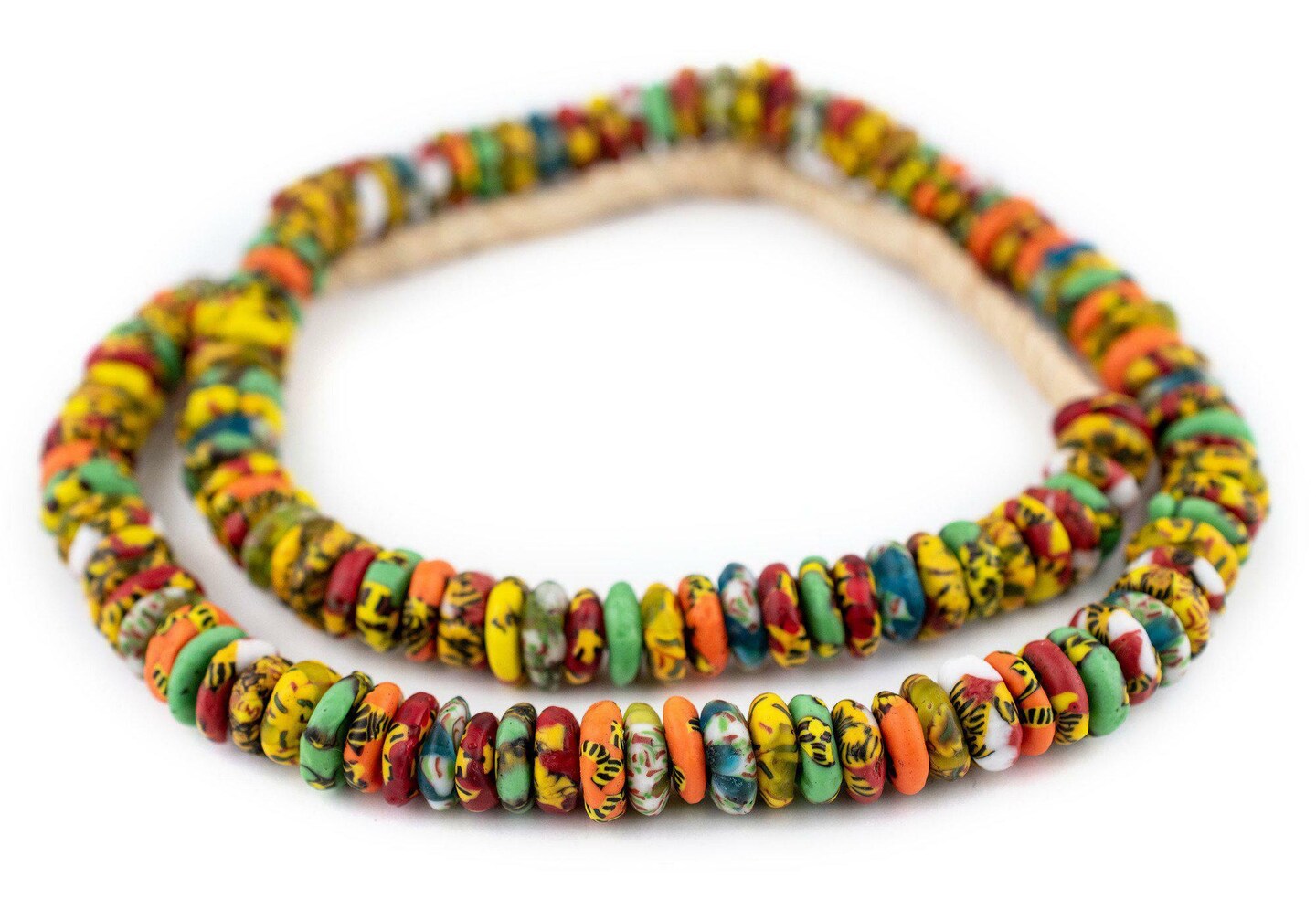 TheBeadChest Sunyani Medley Fused Rondelle Recycled Glass Beads (11mm)