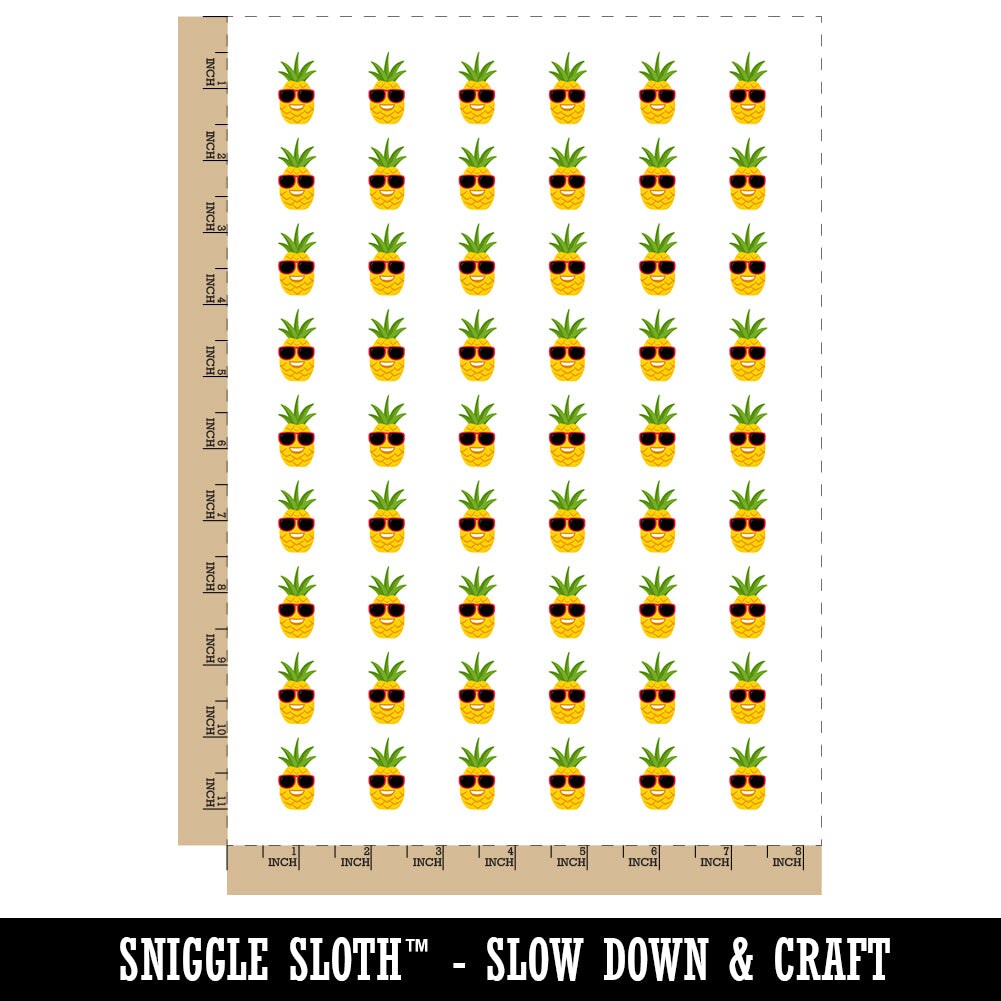 Pineapple with Sunglasses Temporary Tattoo Water Resistant Fake Body Art Set Collection (1 Sheet)