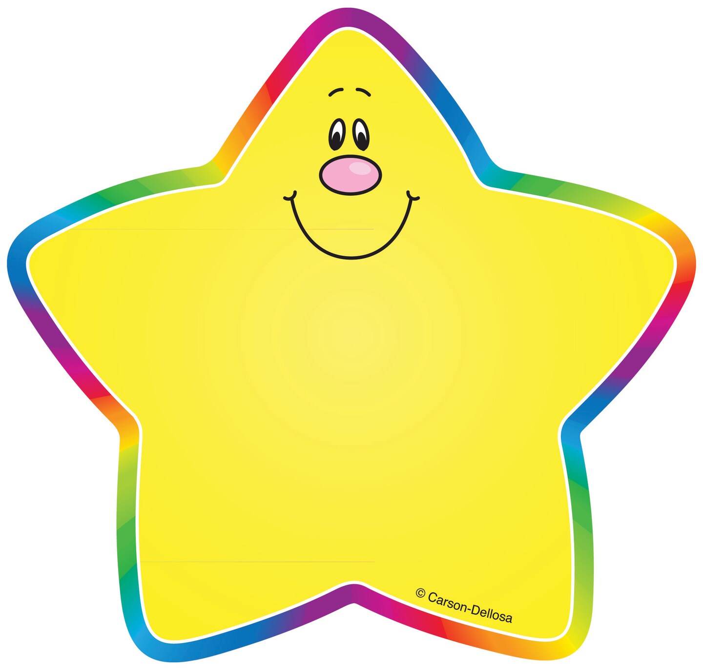 Carson Dellosa 36-Piece Mini Stars Bulletin Board Cutouts, Star Cutouts for Bulletin Boards, Yellow with Rainbow Colored Border Star Bulletin Board Decorations and Classroom Décor