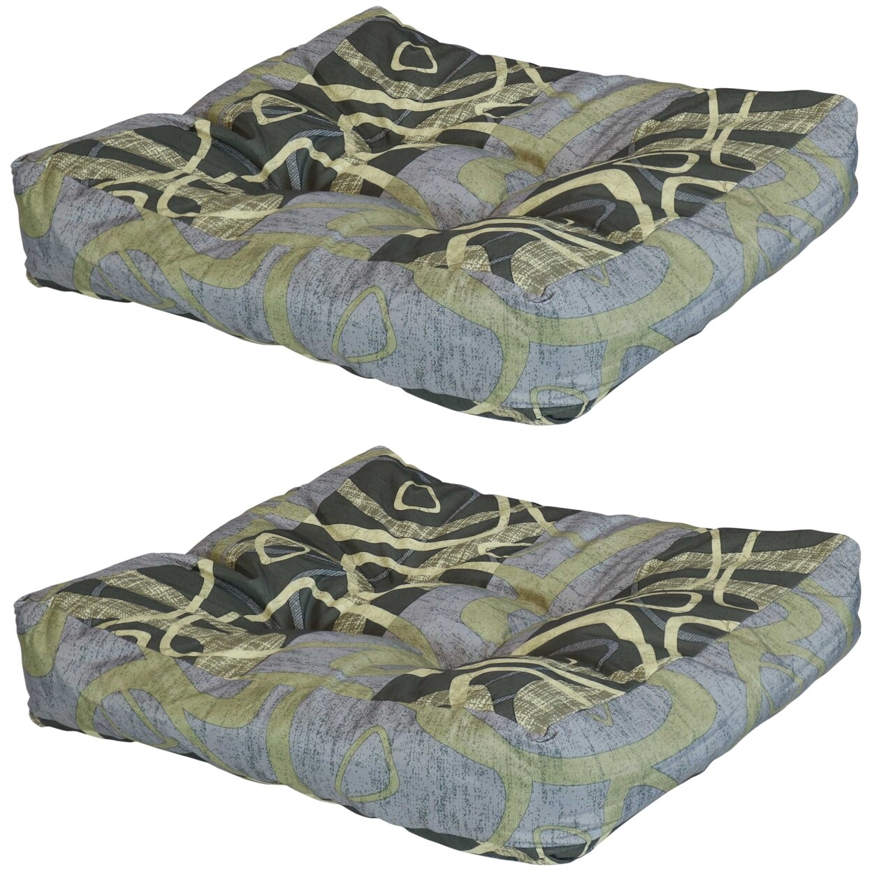 Sunnydaze Outdoor Square Tufted Seat Cushion - Modern Jazz - Set Of 2