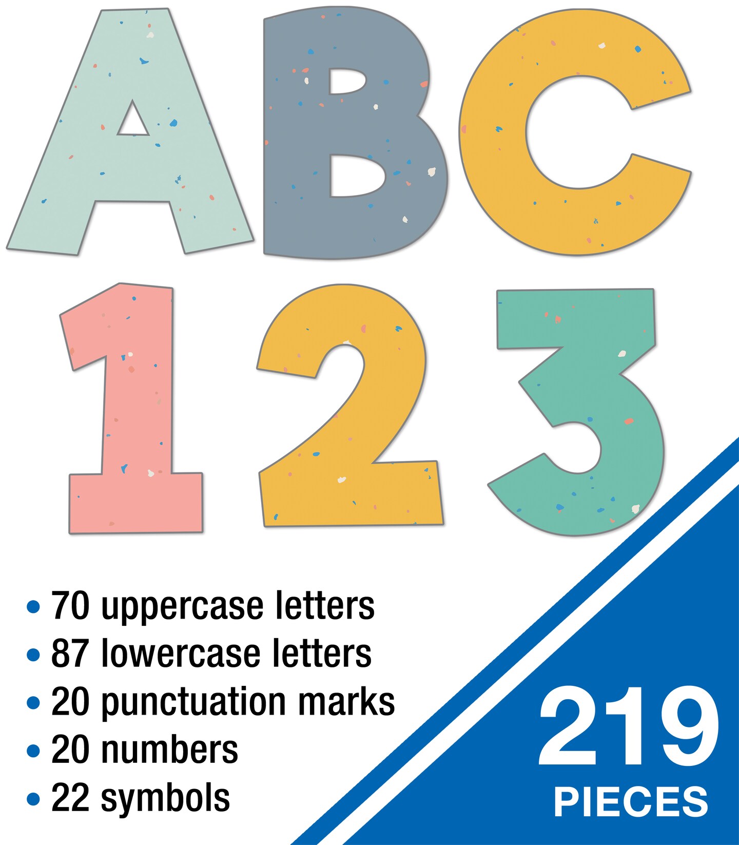 Carson Dellosa 219-Piece We Belong Cutout Letters, 4&#x22; Pastel Upper and Lowercase Alphabet, Numbers, Punctuation, and Symbols for Bulletin Board, Posterboard, Party, and Classroom Decor