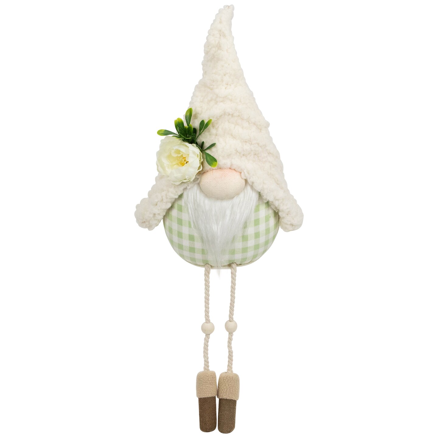 Northlight Plush Sitting Gnome with Dangling Legs Spring Figurine -10.5&#x22;