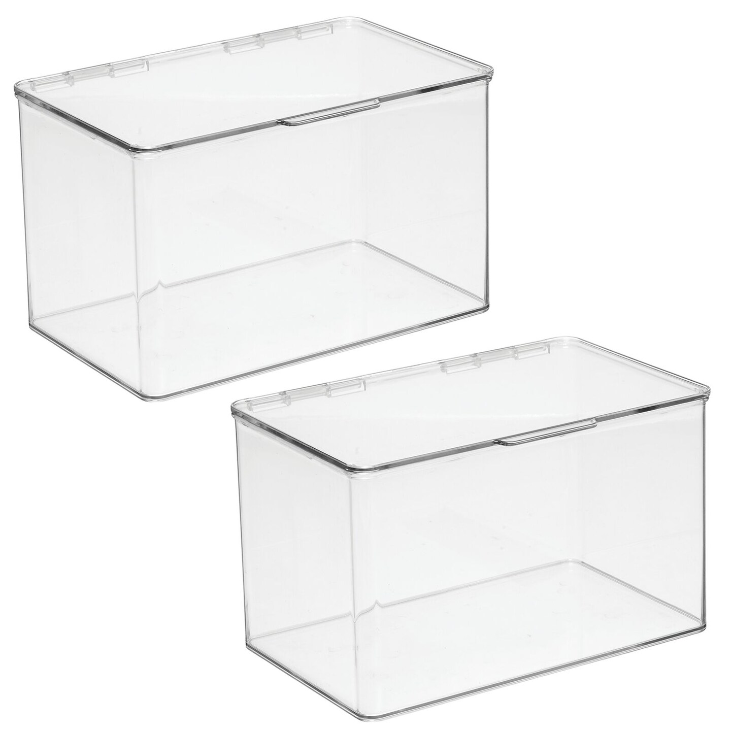mDesign Plastic Home Office Storage Organizer Box with Hinged Lid