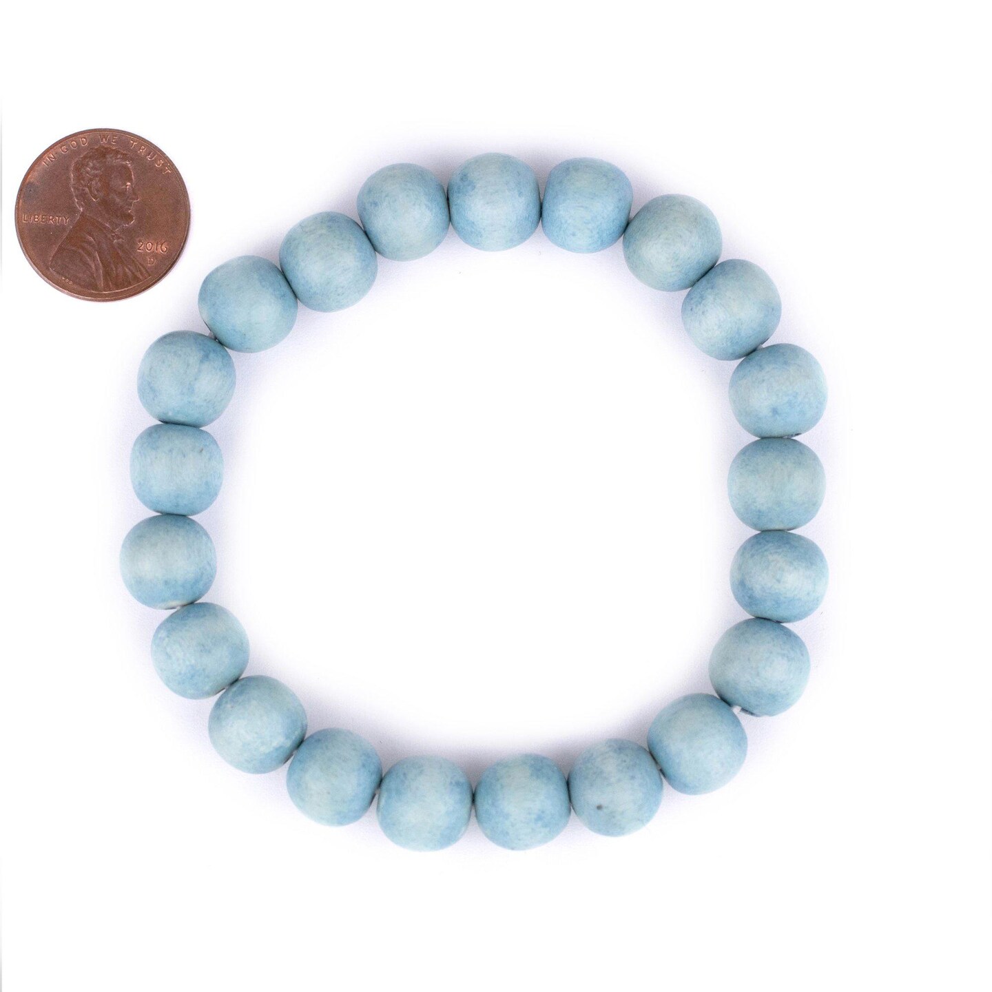 TheBeadChest Wood Stretch Bracelet, Light Blue - Stackable Beaded Jewelry, Unisex for Men &#x26; Women