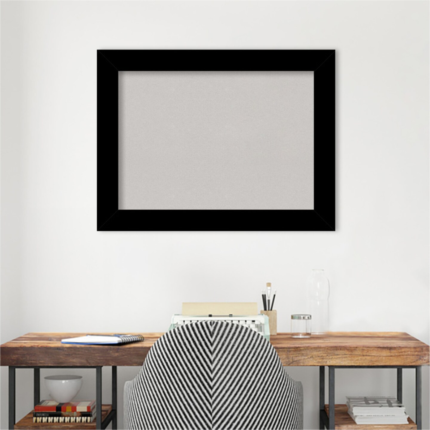 Basic Wood Framed Corkboard, Grey Cork