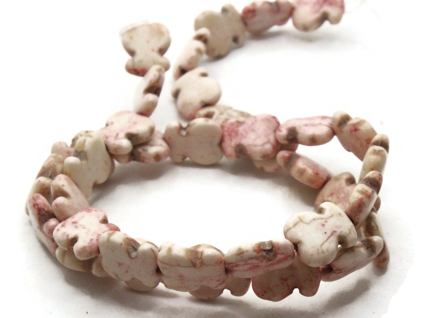 35 12mm White Teddy Bear Dyed Synthetic Turquoise Stone Beads