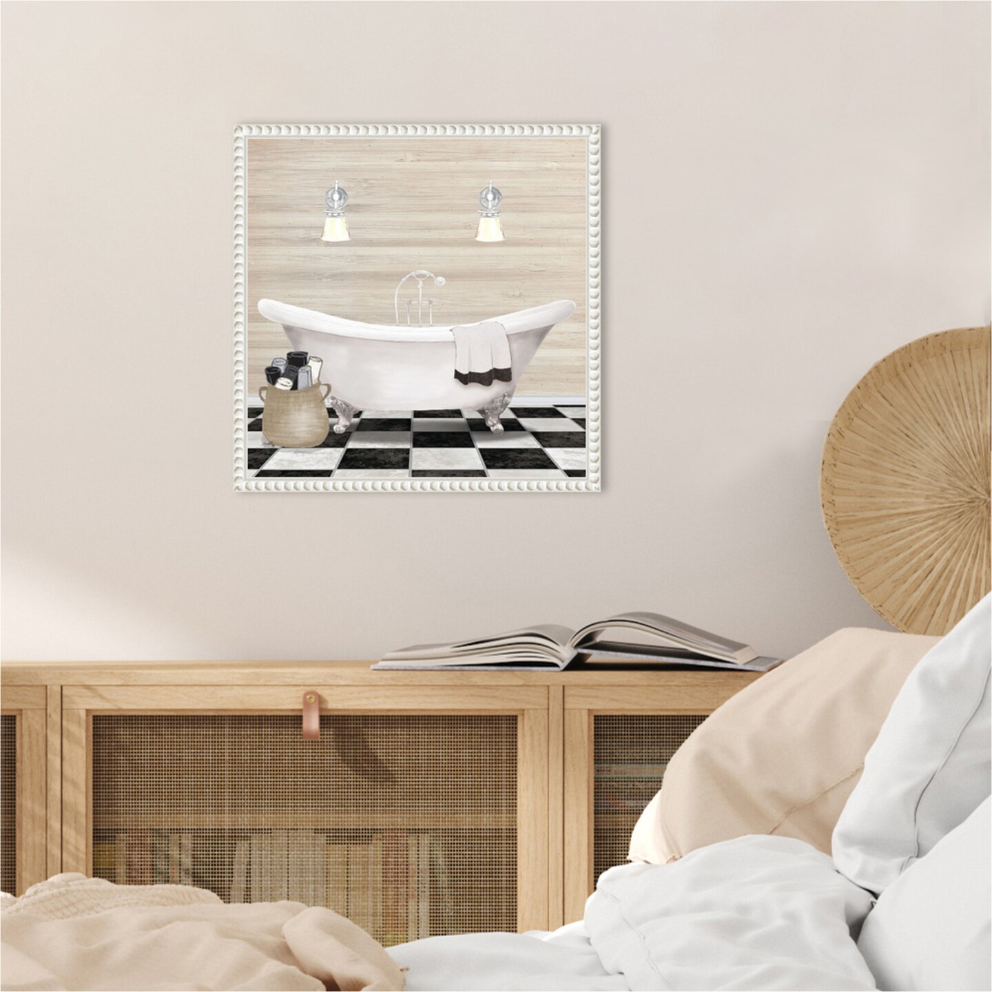 Bathroom I by Elizabeth Medley Framed Canvas Wall Art