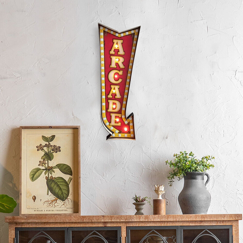 Kitcheniva Metal Wall Hanging Retro ARCADE Arrow Sign