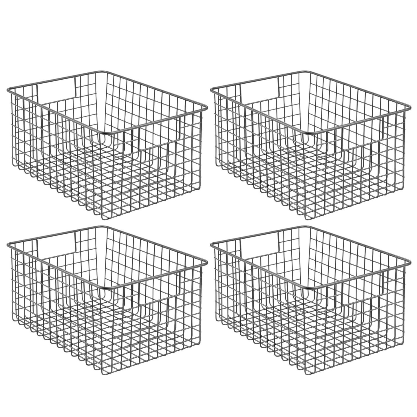 mDesign Metal Wire Food Organizer Basket with Built-In Handles - 12 x 9 x 6