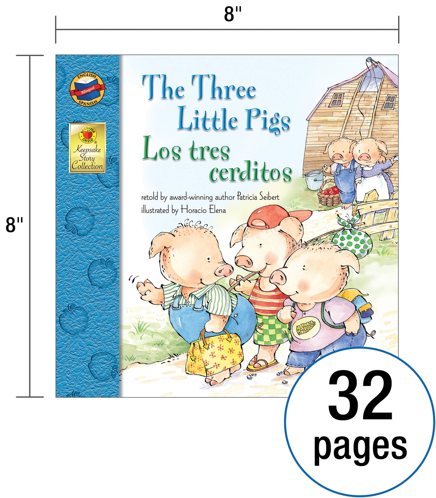 Carson Dellosa Los Tres Cerditos (The Three Little Pigs), Bilingual Children&#x2019;s Book Spanish/English, Guided Reading Level K