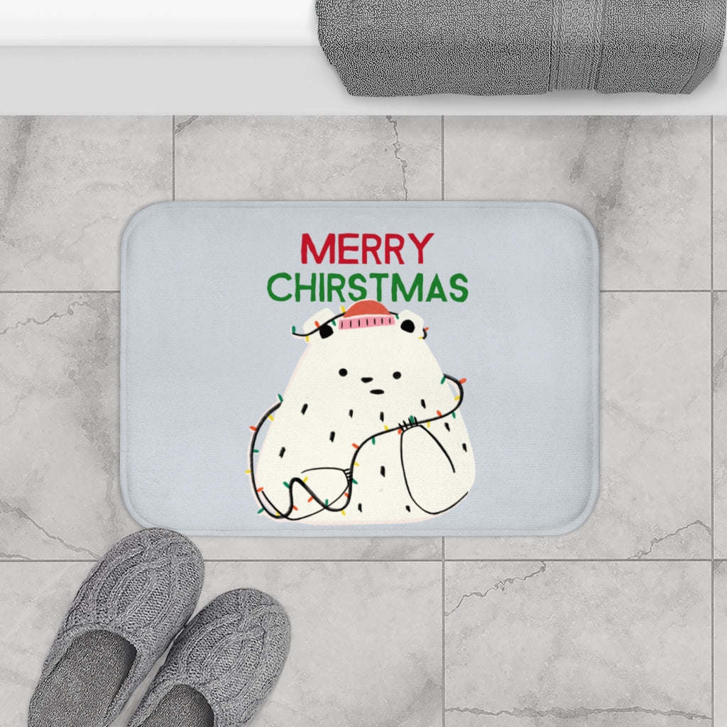 Polar Bear &#x26; Christmas Lights Bath Mat Home Accents