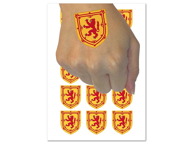 Scotland Royal Coat of Arms Lion Temporary Tattoo Water Resistant Fake Body Art Set Collection (1 Sheet)