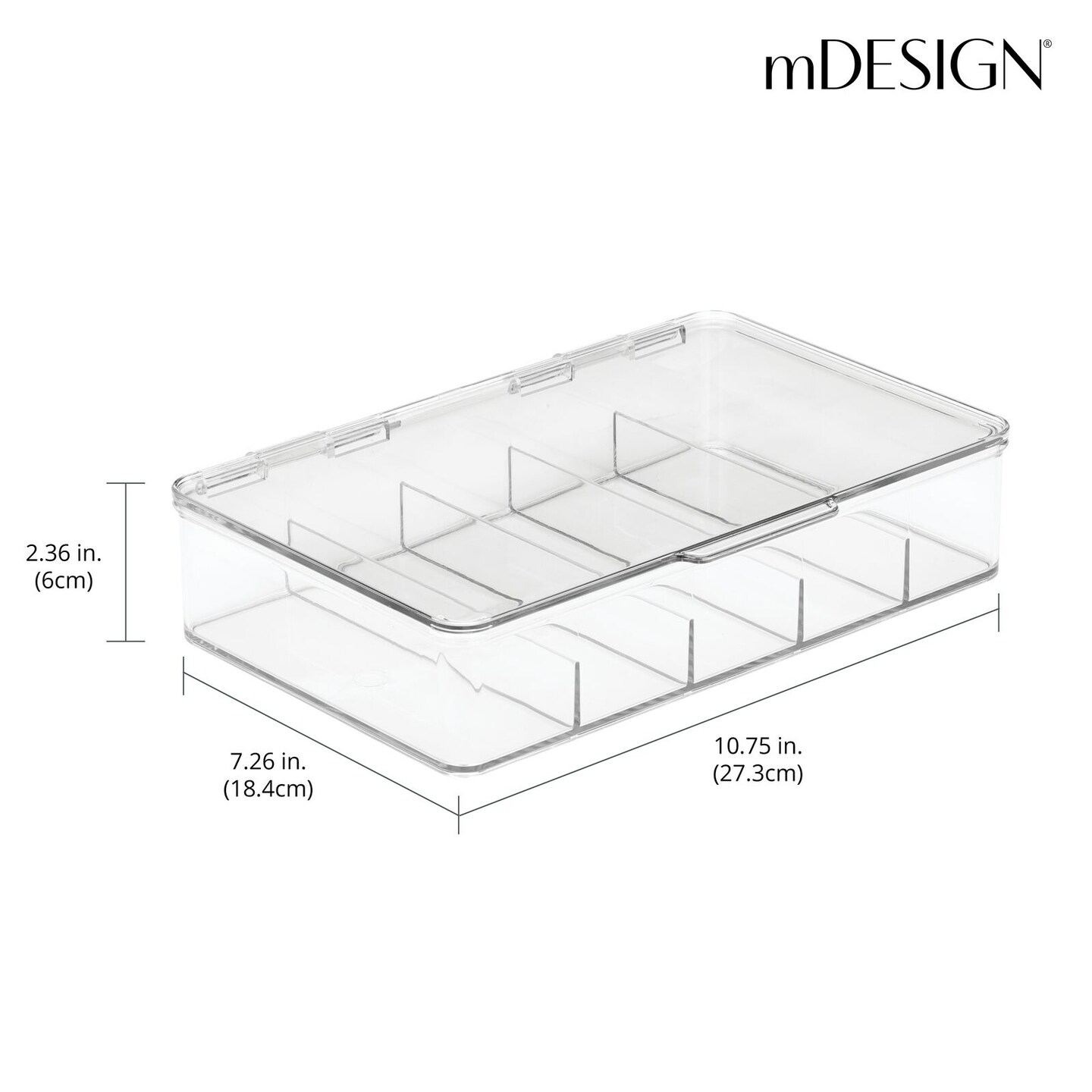 mDesign Plastic Stackable Eyeglass Storage Organizer, 5 Sections