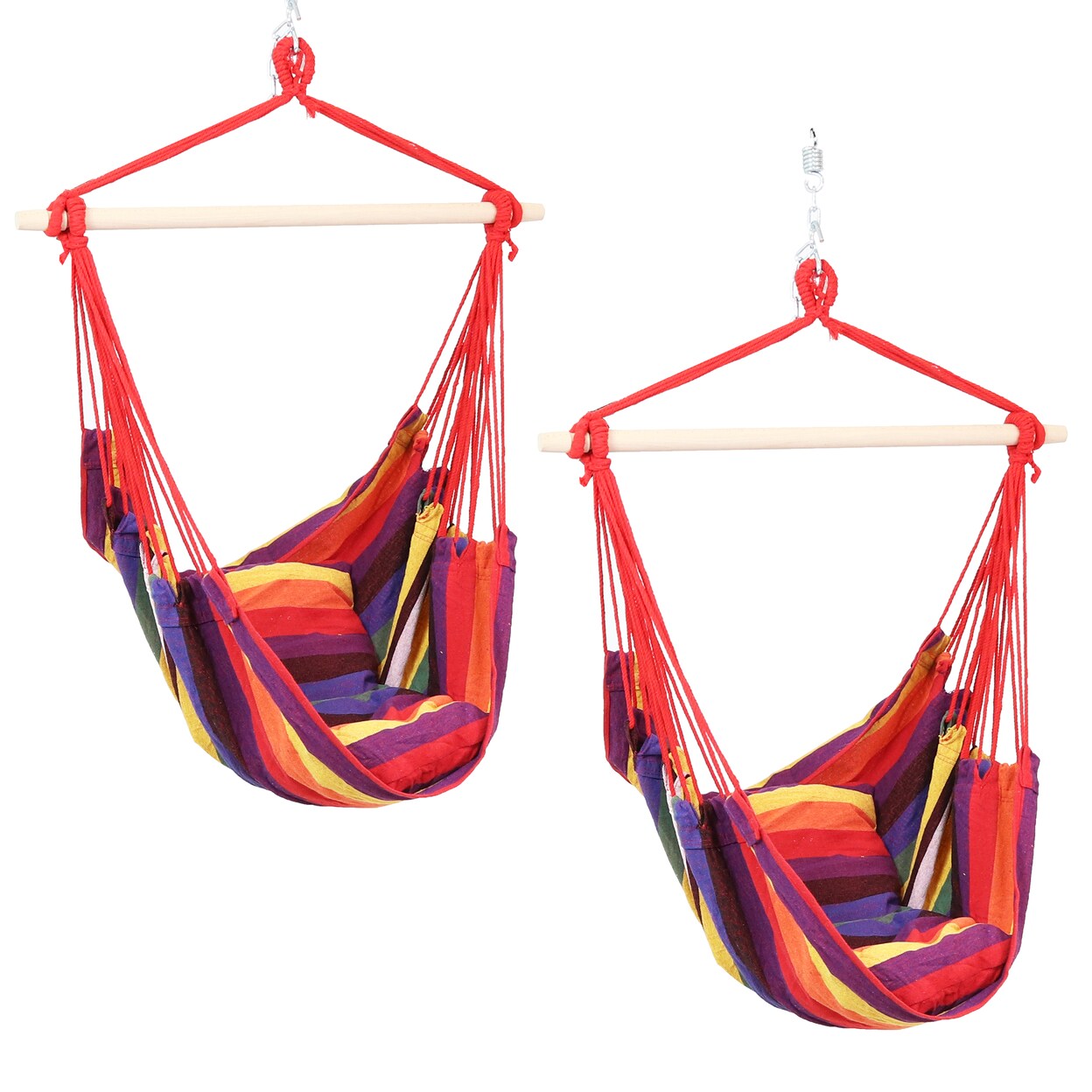 Sunnydaze Cotton/Polyester Hammock Chair With Cushion - Sunset - Set Of 2
