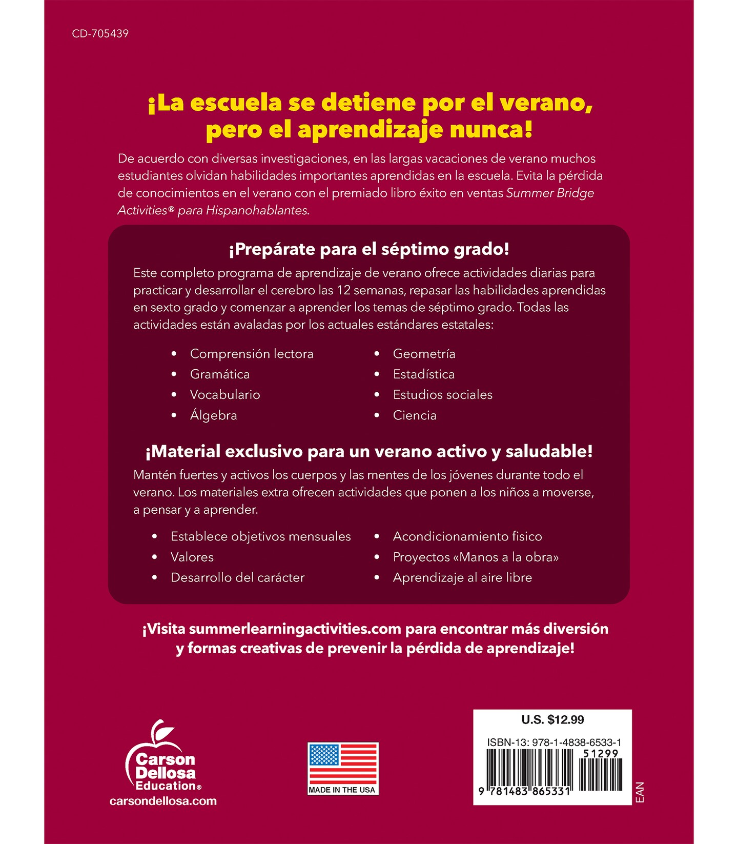 Summer Bridge Activities Spanish 6th to 7th Grade Workbooks All Subjects, Middle School Books With Math, Reading Comprehension, Science, Fitness, Social Studies, Writing Practice, and Flash Cards