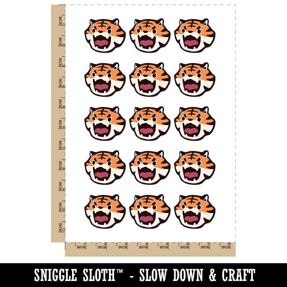 Cute and Fierce Tiger Head Temporary Tattoo Water Resistant Fake Body Art Set Collection (1 Sheet)