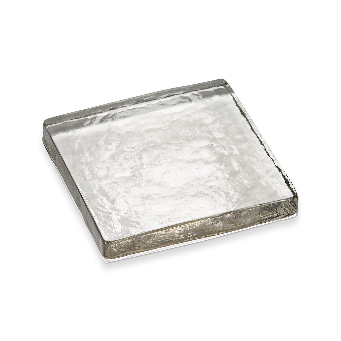 Glacier Clear Glass Square Candle Plate Candler Holder Large, 6.75 inch.