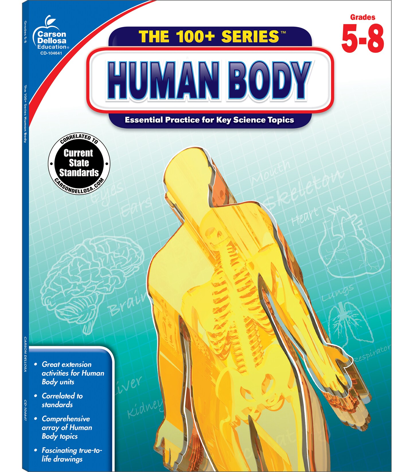 Carson Dellosa The 100+ Series: Human Body Workbook for Kids, Human Anatomy Book With Activities for Middle School Science Classroom or Homeschool Curriculum, Grades 5-8