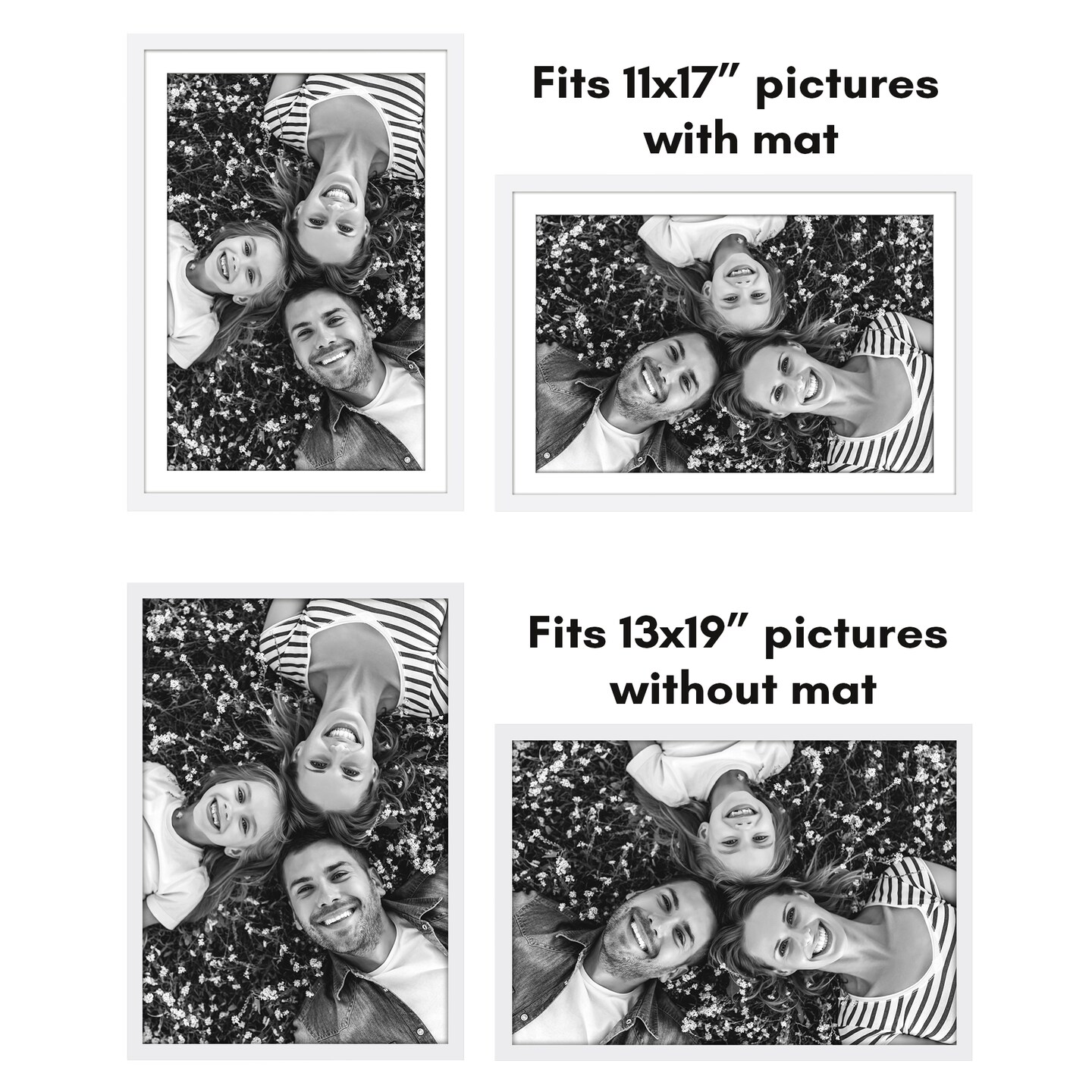 Americanflat Picture Frame Set with Mat - Set of 5 - Photo Frame Set of Five for Wall Display - Plexiglass Cover - Hanging Hardware