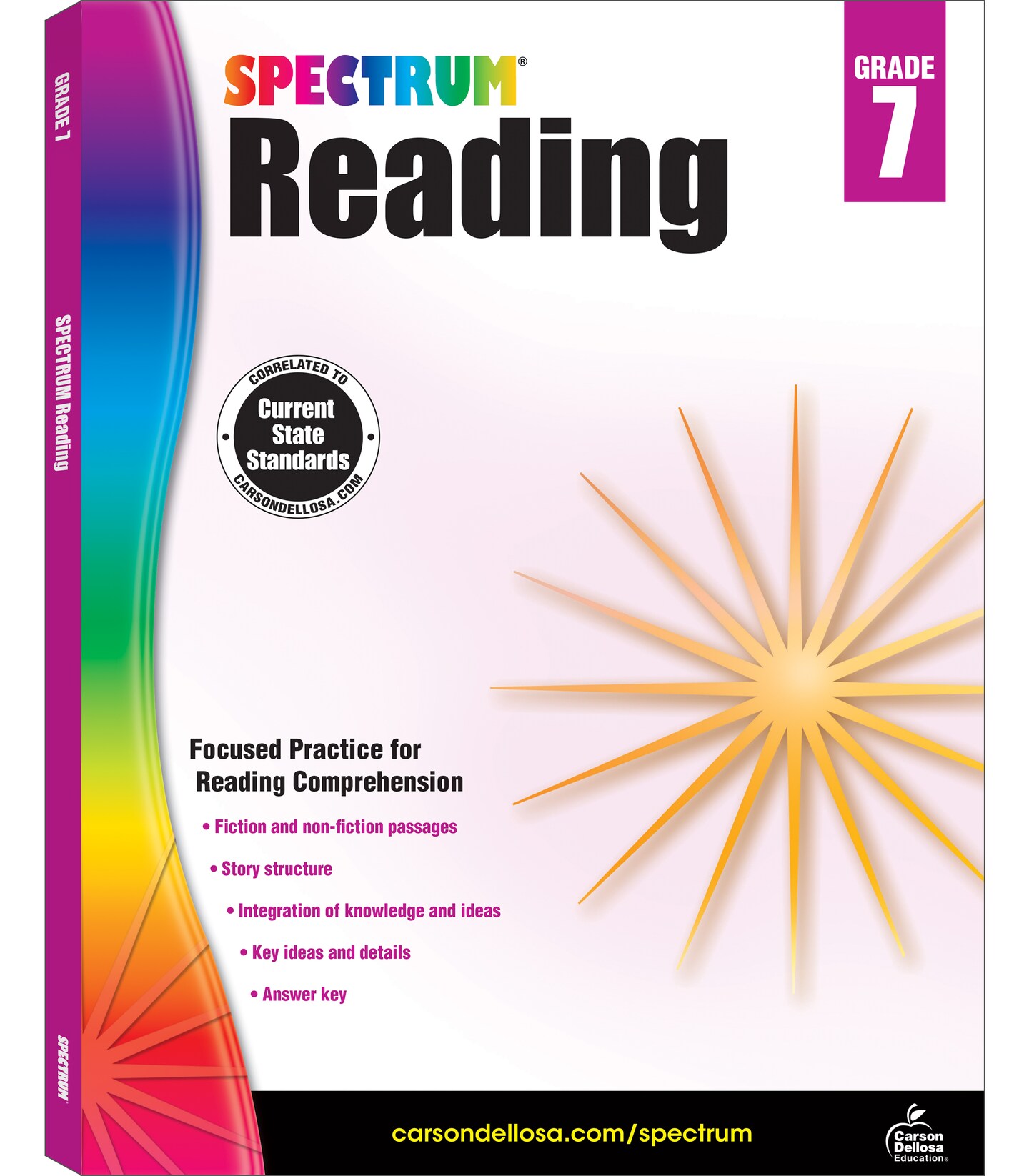 Spectrum Reading Comprehension Grade 7, Ages 12 to 13, 7th Grade Reading Comprehension Workbooks Covering Nonfiction and Fiction Passages, Analyzing and Summarizing Story Structure