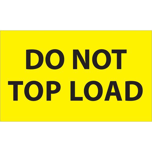 Tape Logic Labels, &#x22;Do Not Top Load&#x22;, 3&#x22; x 5&#x22;, Fluorescent Yellow, 500/Roll