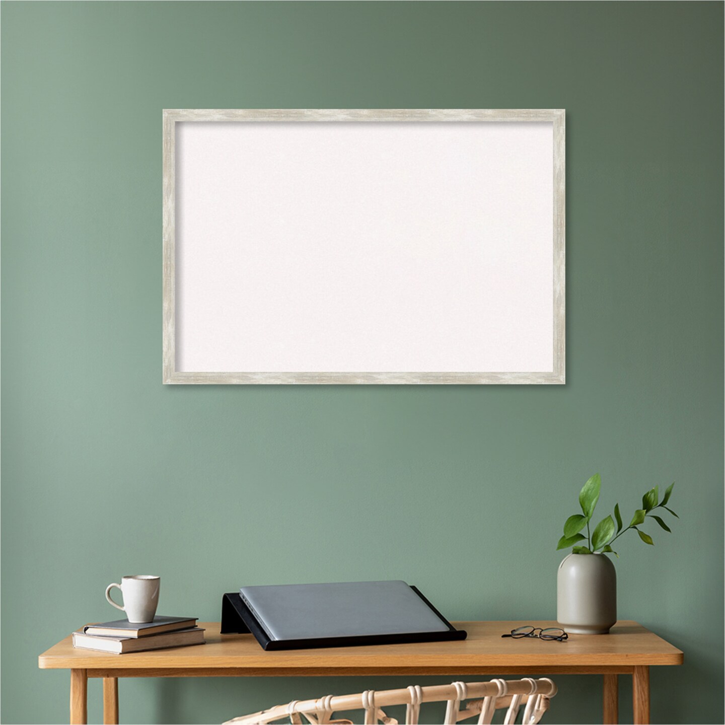 Crackled Metallic Narrow Framed Corkboard, White Cork