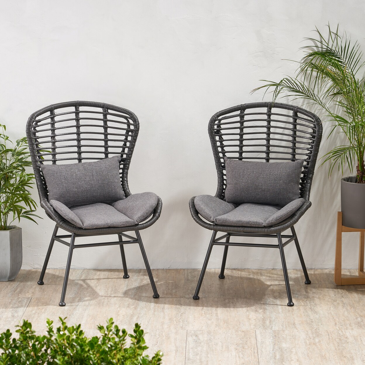 GDFStudio Qearl Outdoor Club Chairs (Set of 2)