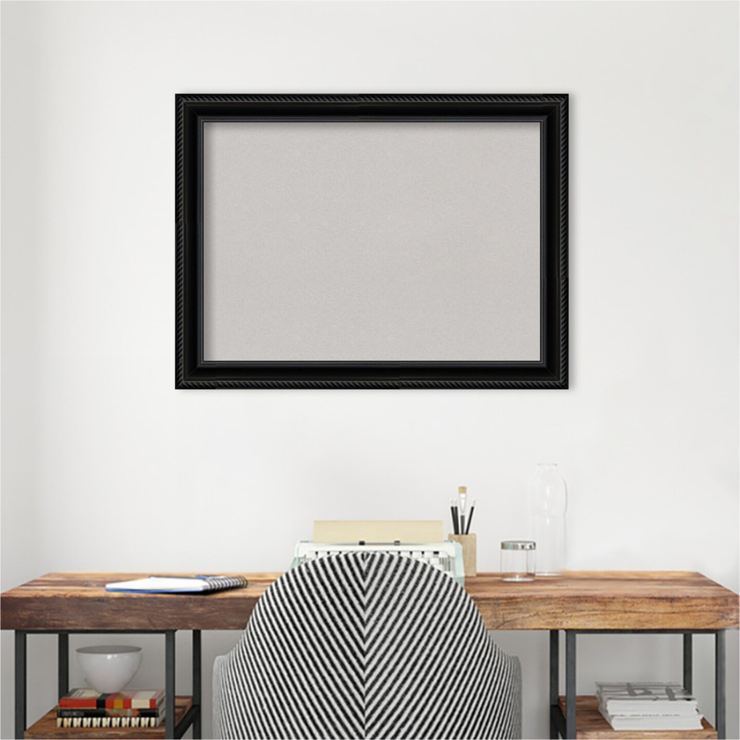 Corded Framed Corkboard, Grey Cork