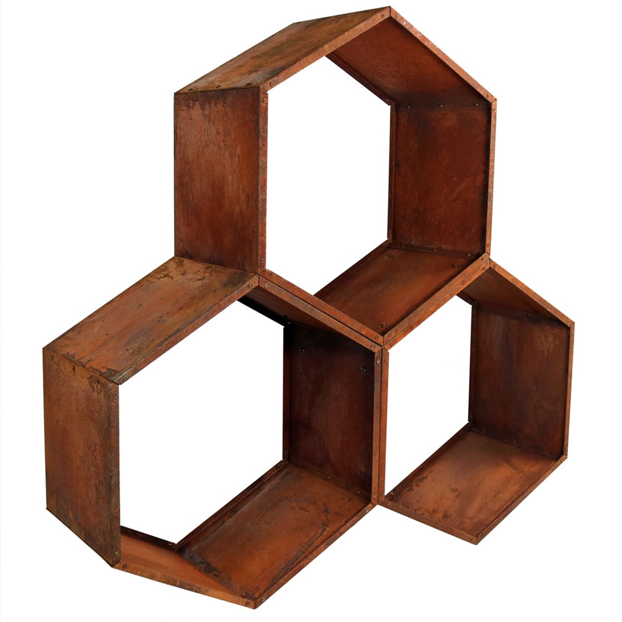 Sunnydaze 30 In Hexagon Rustic Honeycomb Firewood Log Rack - Set Of 3