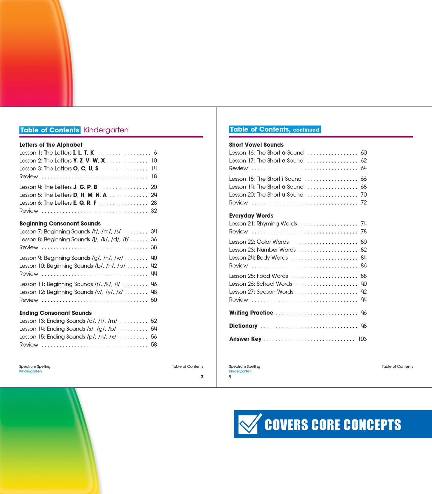 Spectrum Spelling Kindergarten Workbooks, Sight Words, Dictionary Skills, Vowels, Alphabet Letter Recognition, Vocabulary, Grammar, and More Phonics, Language Arts Classroom or Homeschool Curriculum