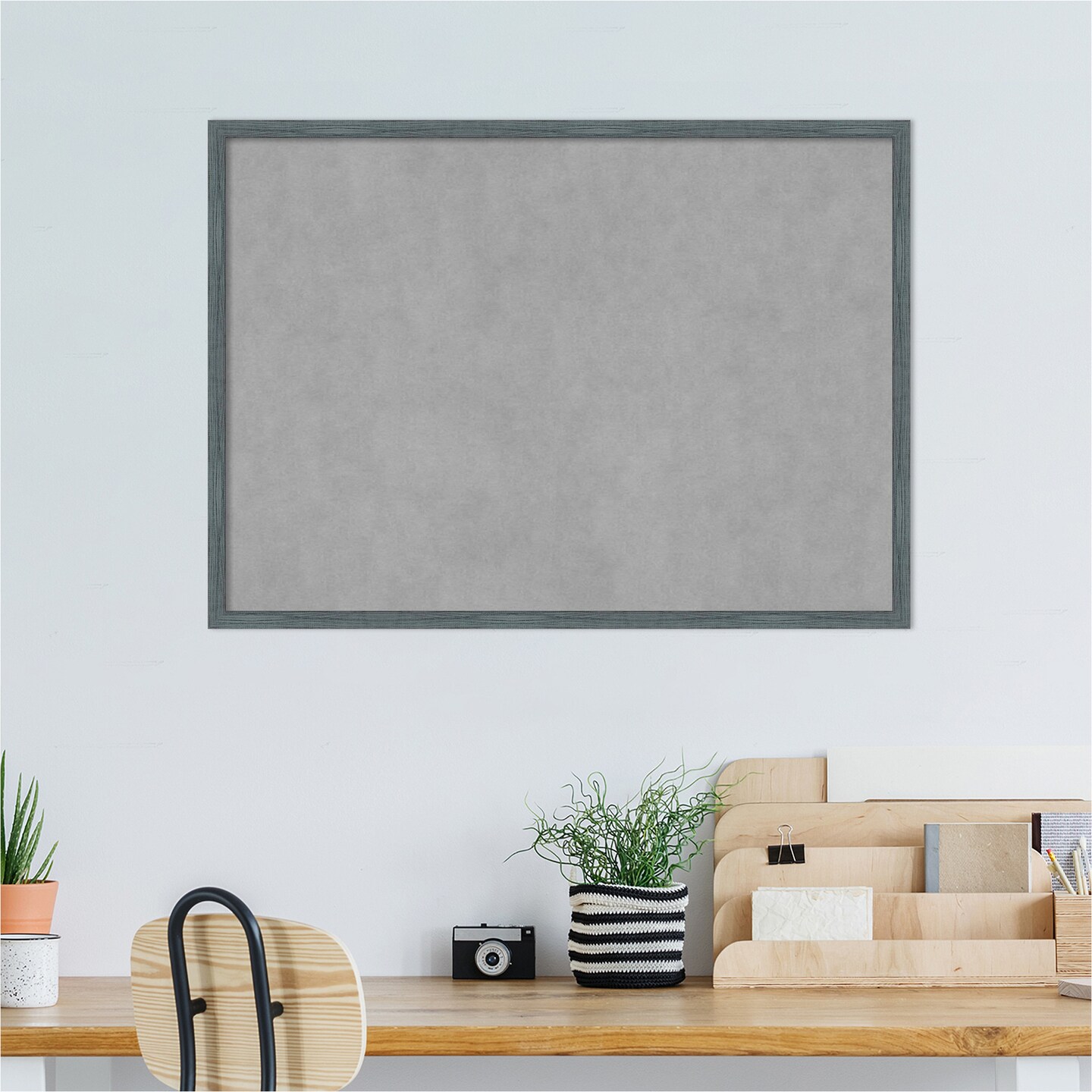 Dixie Blue Grey Rustic Narrow Wood Framed Magnetic Board