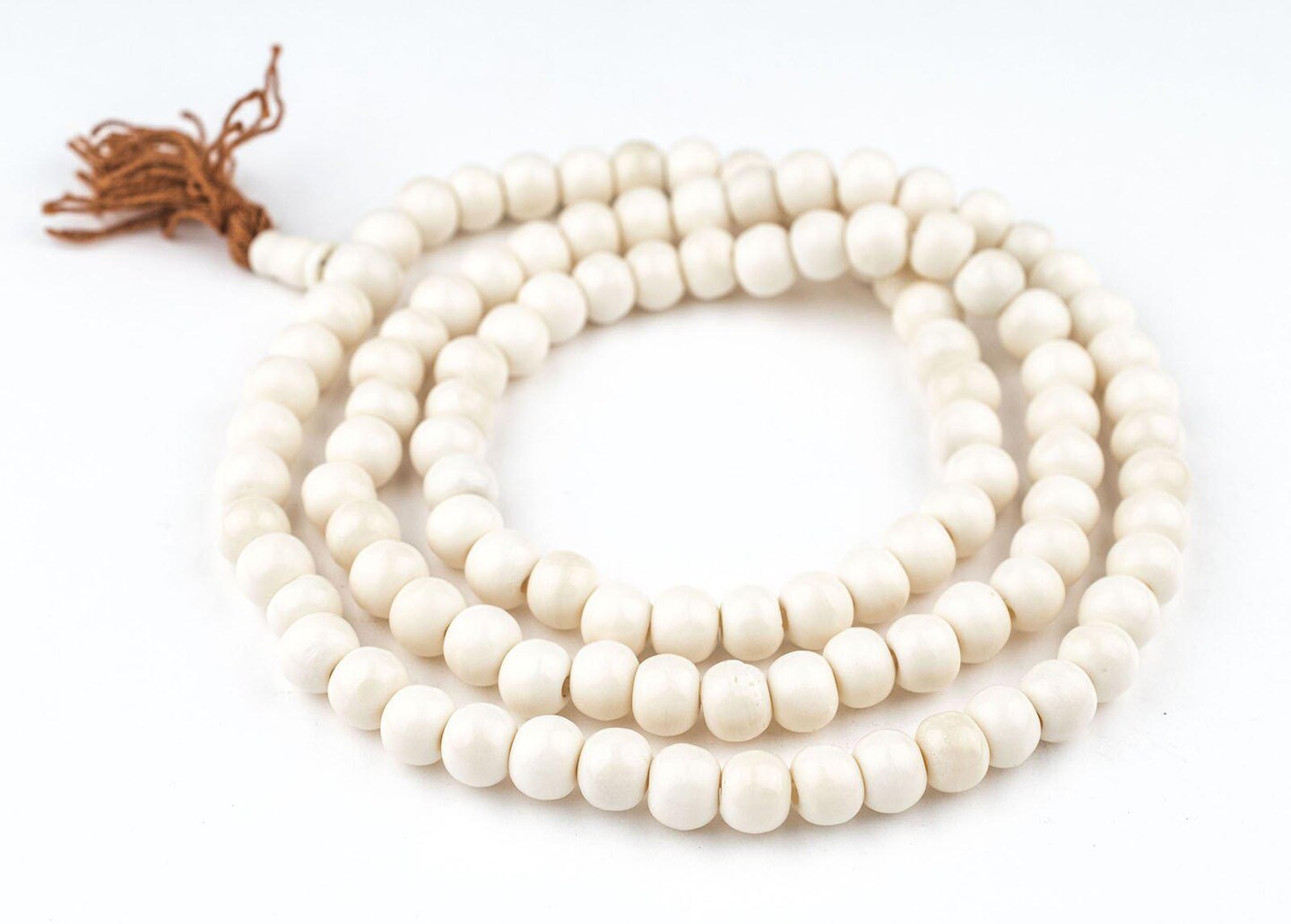 108 10mm White Bone Mala Beads - Handmade Fair Trade Nepal Prayer Rosary Beads Necklace for Mediation, Yoga, Jewelry Making, Crafts - The Bead Chest