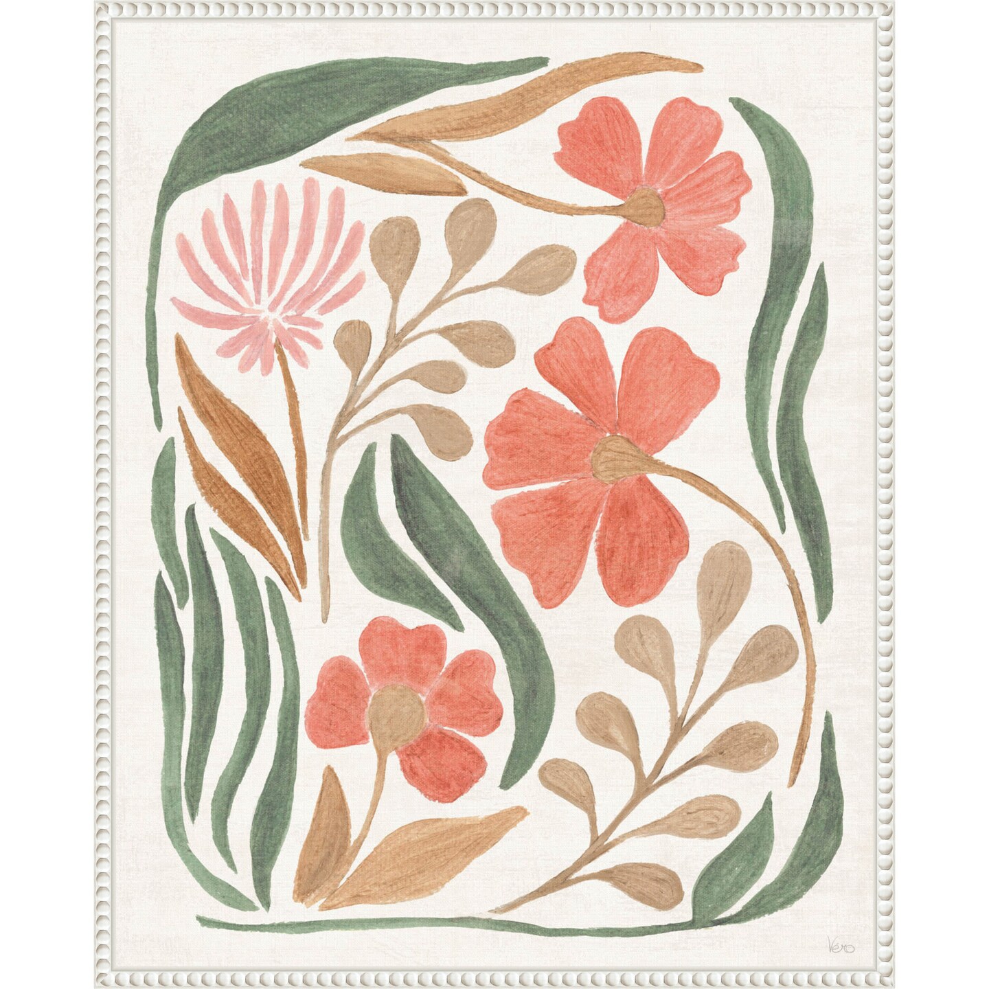 Floral Abstract I by Veronique Charron Framed Canvas Wall Art
