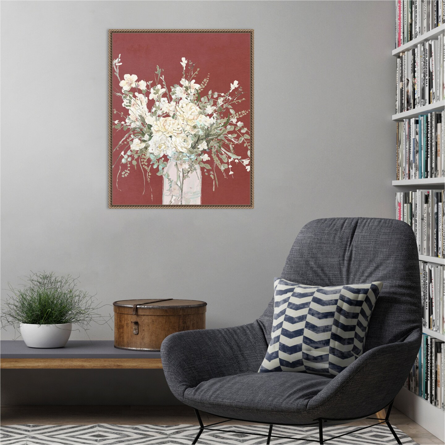 Warm Flowers in Glass Vase by Patricia Pinto Framed Canvas Wall Art