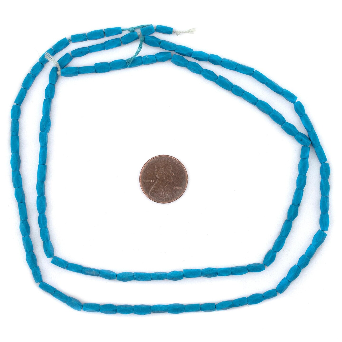TheBeadChest Aqua Blue Turquoise-Style Faceted Afghani Stone Beads 5x3mm Afghanistan 15 Inch Strand