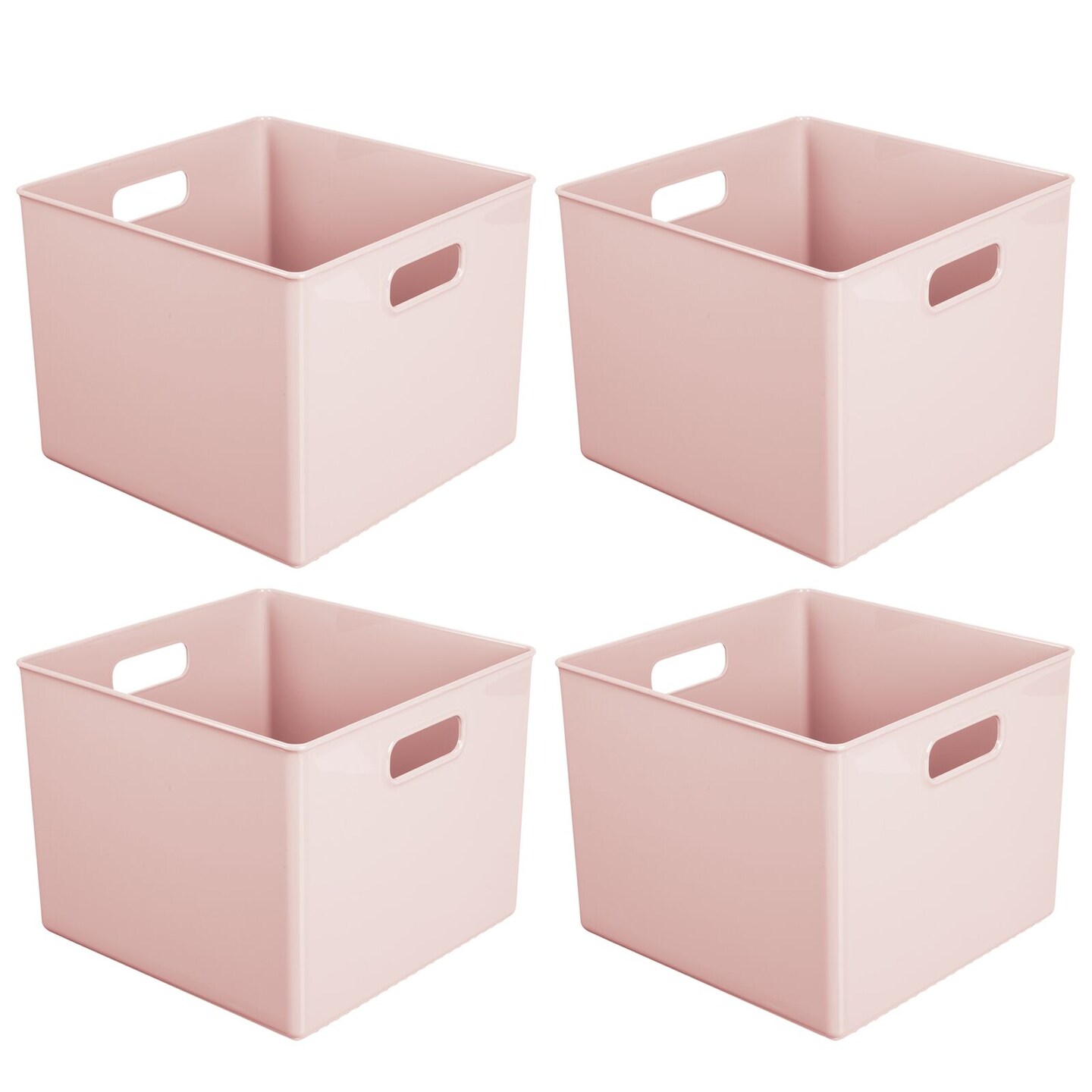 mDesign Plastic Deep Home Storage Organizer Bin with Handles, 4 Pack