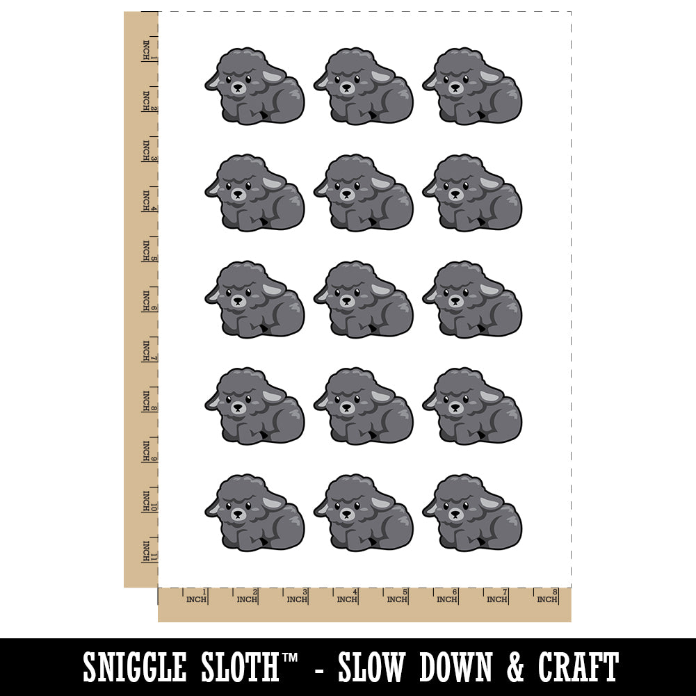 Black Sheep Lamb Baby Sitting Temporary Tattoo Water Resistant Fake Body Art Set Collection (1 Sheet)