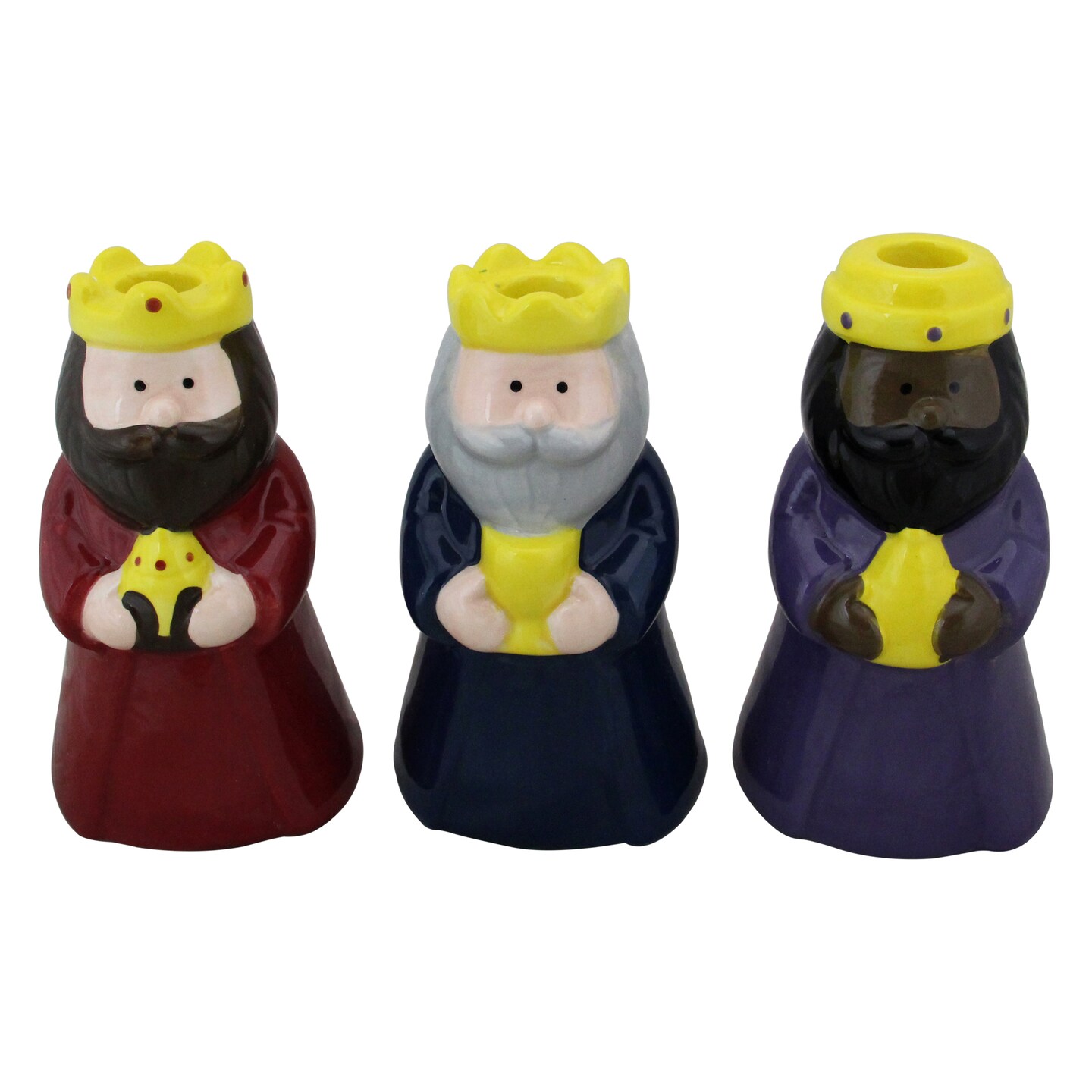 Avon We Three Kings Ceramic Christmas Candle Holders - 6.5" - Set of 3