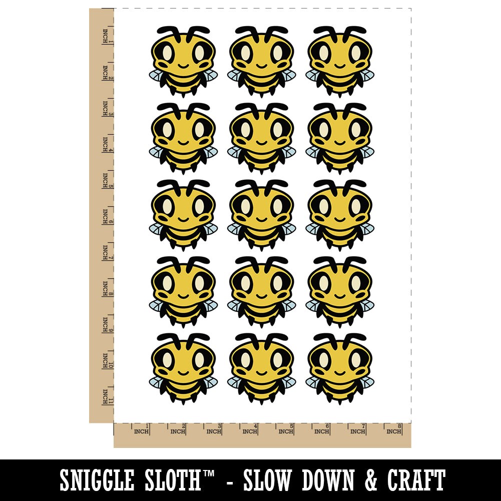 Cute Bee Happy Temporary Tattoo Water Resistant Fake Body Art Set Collection (1 Sheet)