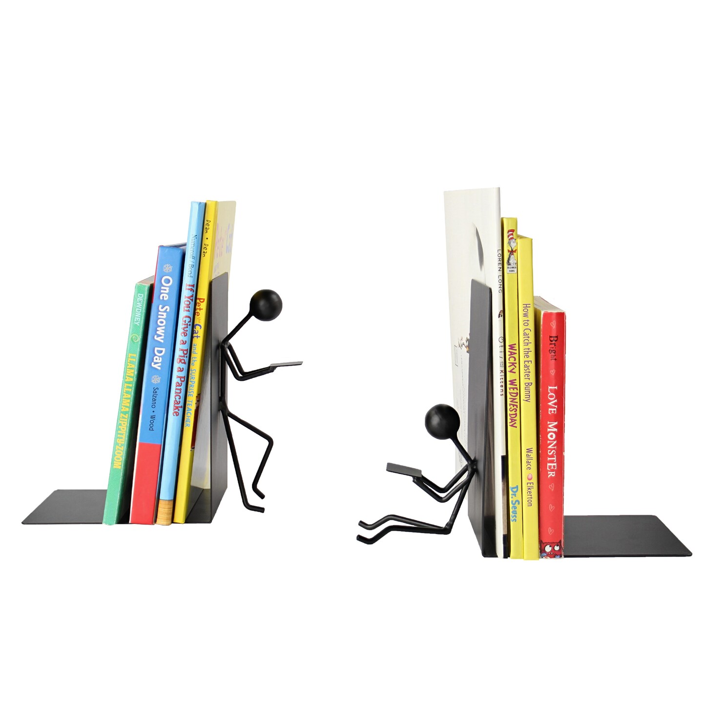 7Penn Black Stick Figure Metal Bookends - 2pc Decorative Book Ends for Shelves