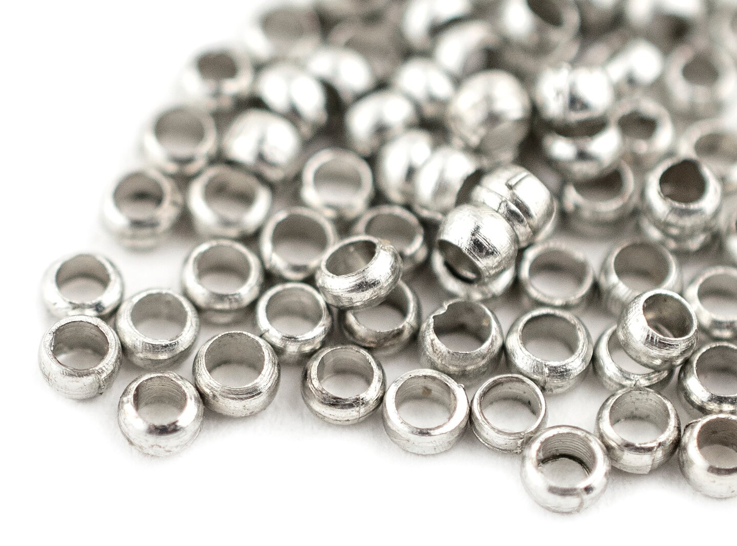 TheBeadChest Silver Round Crimp Beads (2.5mm, Set of 100)