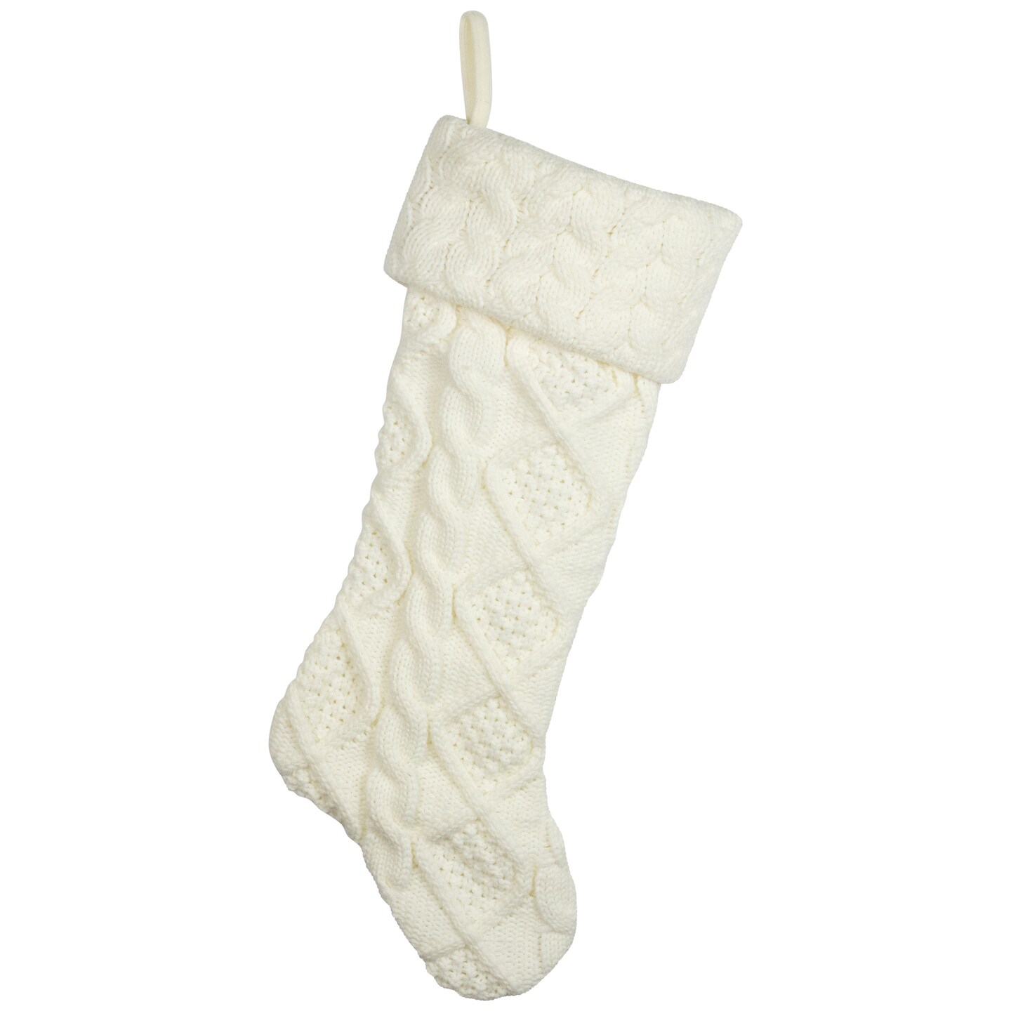 Northlight Cable Knit Christmas Stocking with Cuff - 21.5&#x22; - Cream