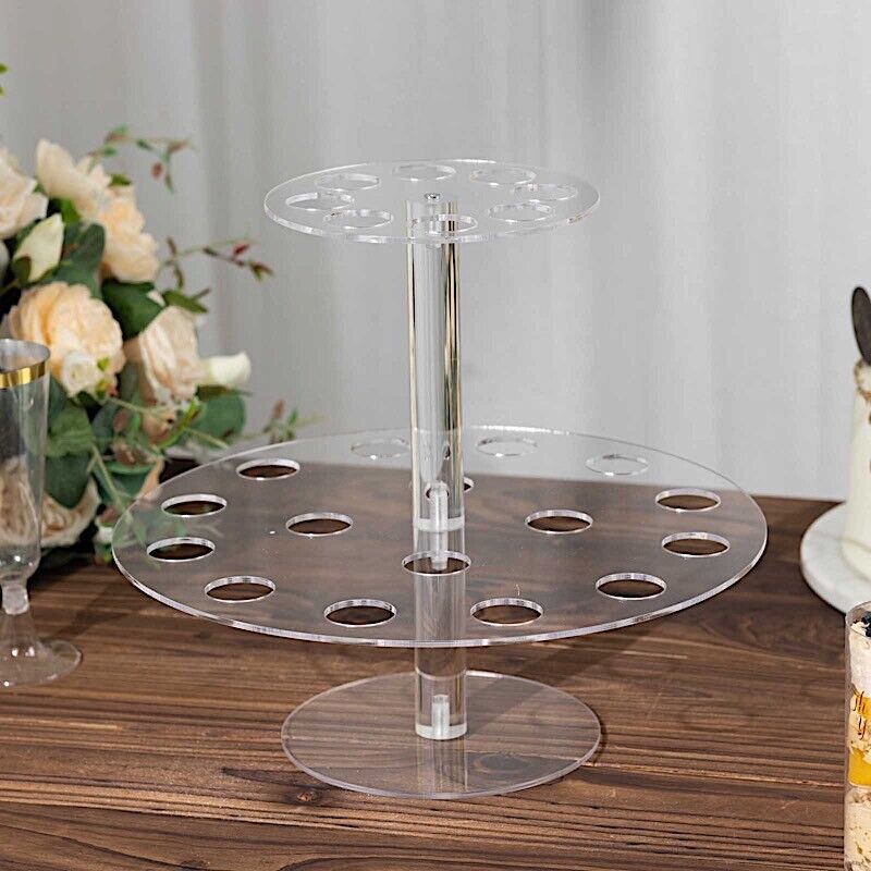 12 in Clear 2 Tier Acrylic Ice Cream Cone Holder Dessert DISPLAY STAND