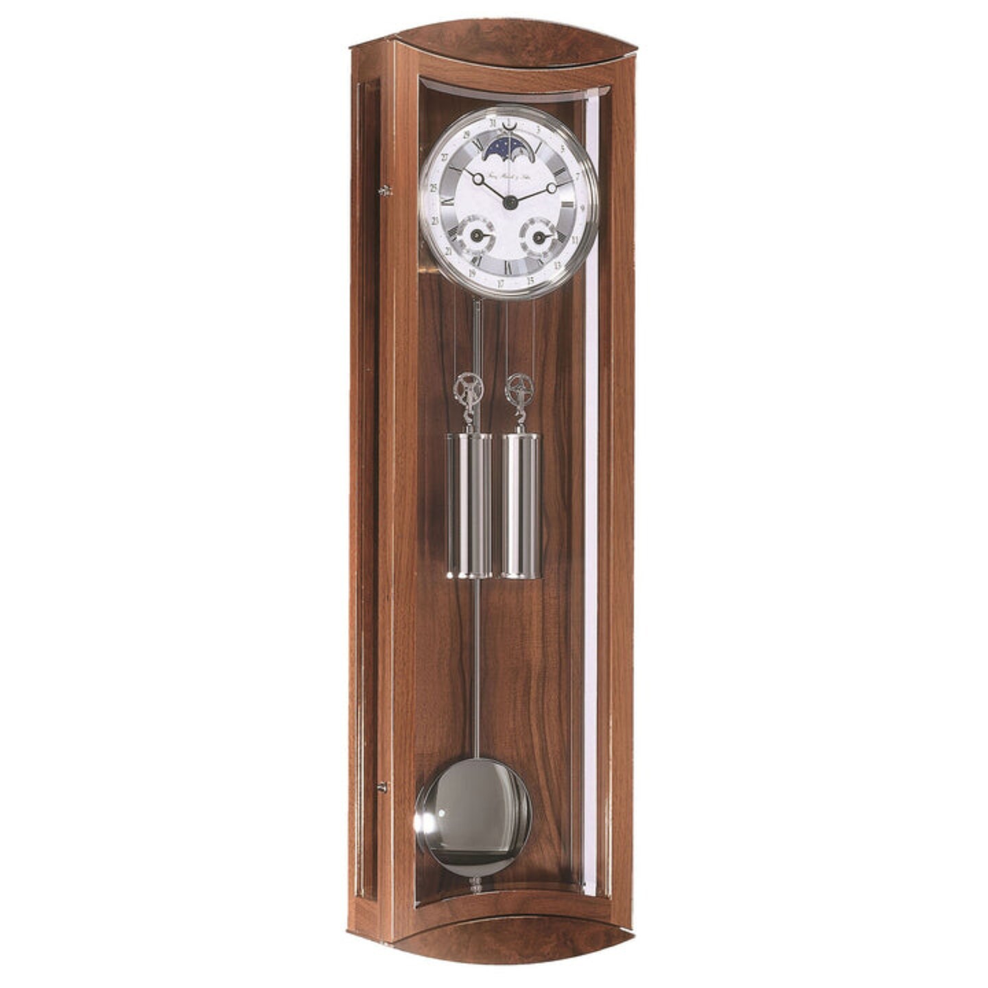 Hermle 31" Walnut Brown and Silver Rectangular Regulator Pendulum Wall ...
