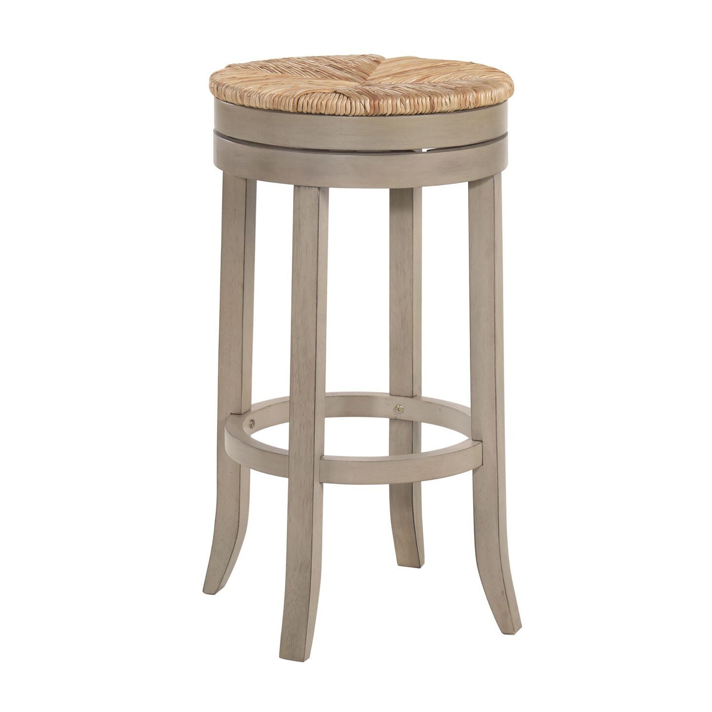 Contemporary Home Living 24&#x22; Gray and Beige Bar Stool with Swivel Rush Seat