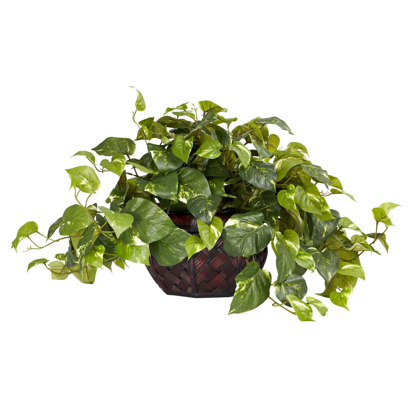 Nearly Natural 3' Artificial Pothos Silk Plant with Decorative Vase