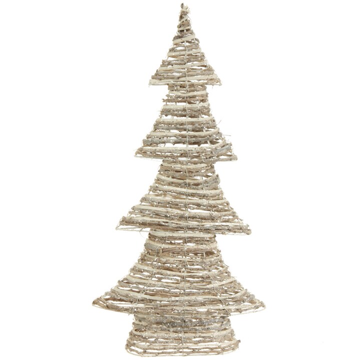 Raz 23.5&#x22; Brown and Beige Glittered Rattan Christmas Tree - Unlit