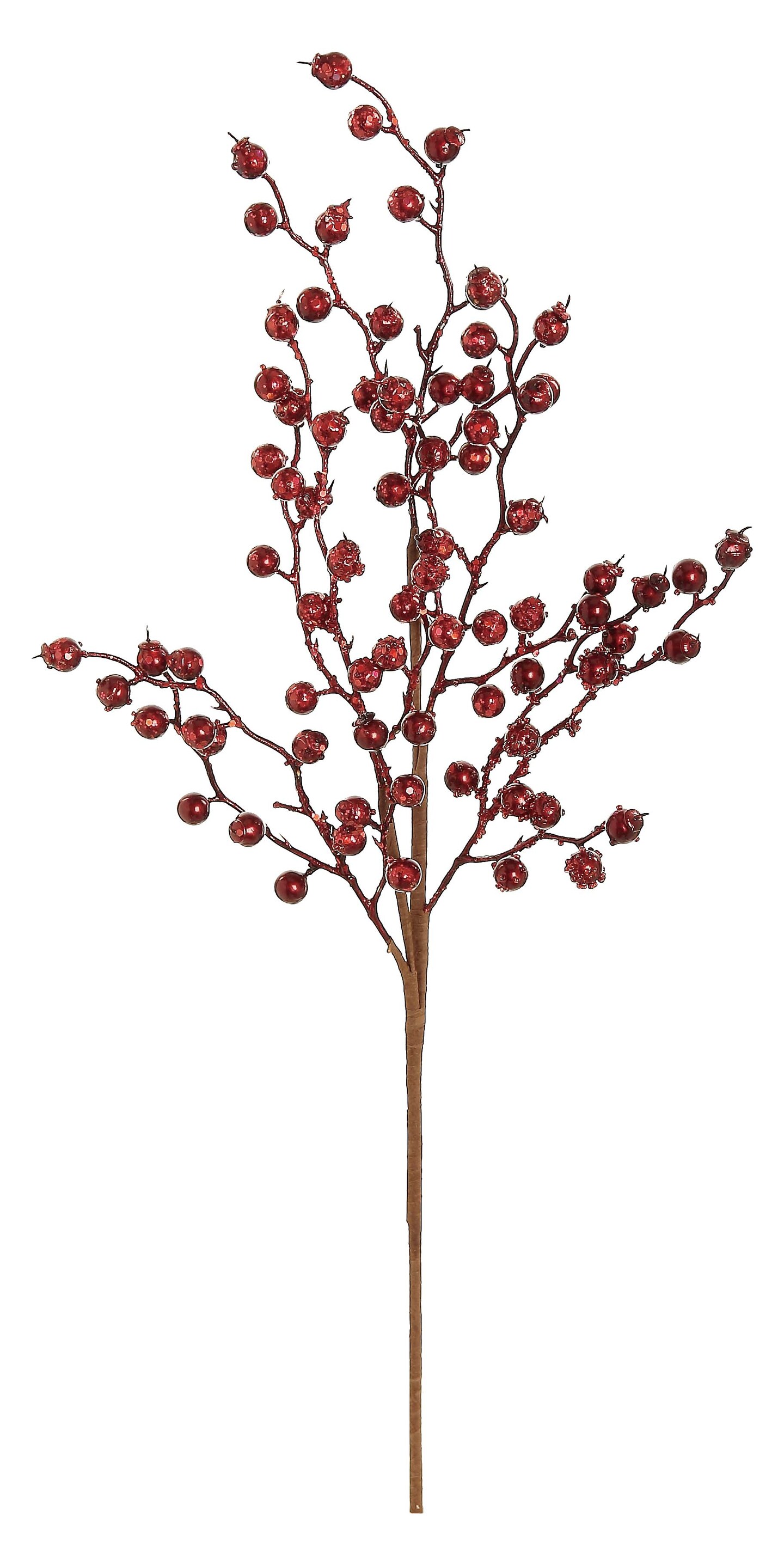 Select Artificials 25&#x22; Glittered Burgundy Red Berry Artificial Christmas Spray