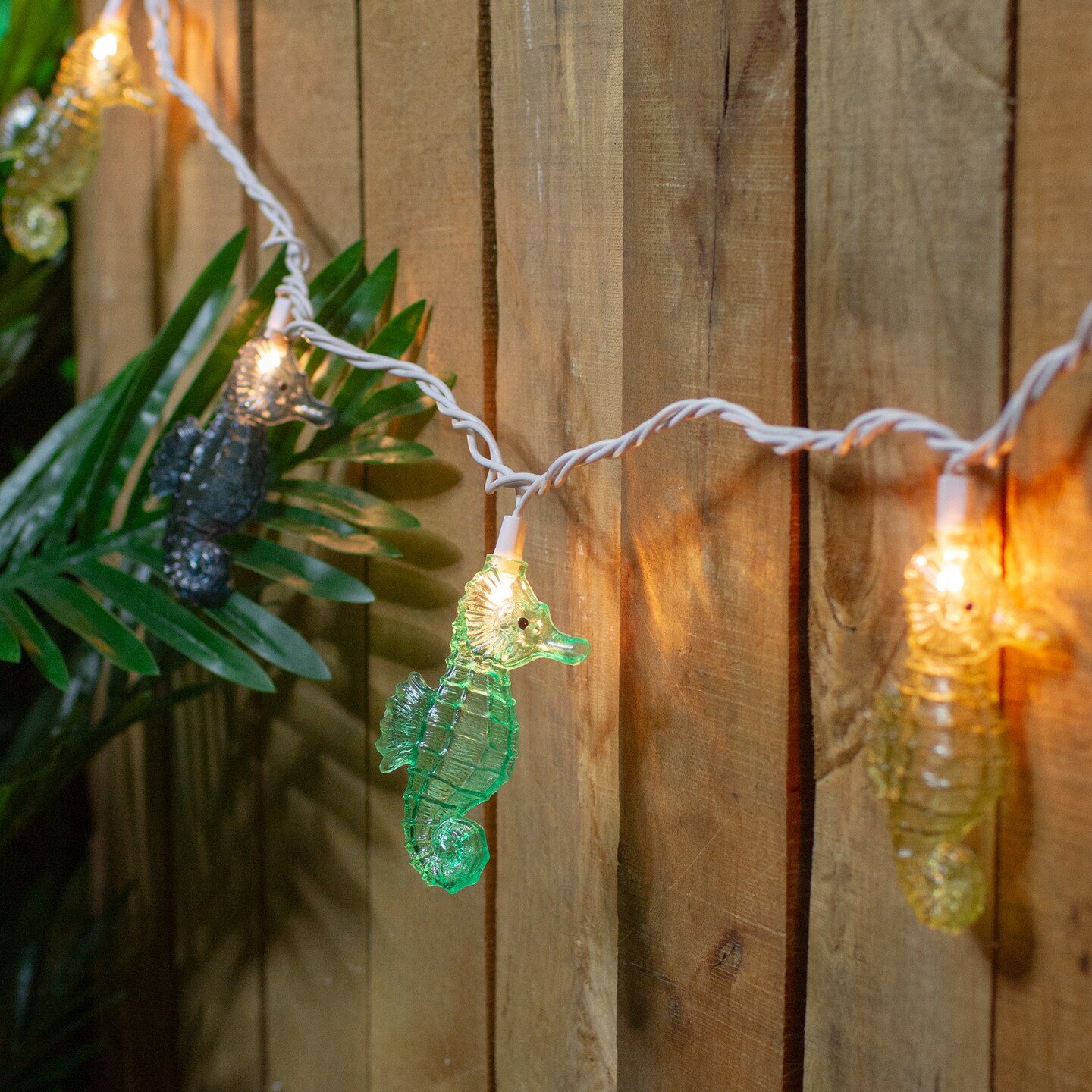 blue and green string lights