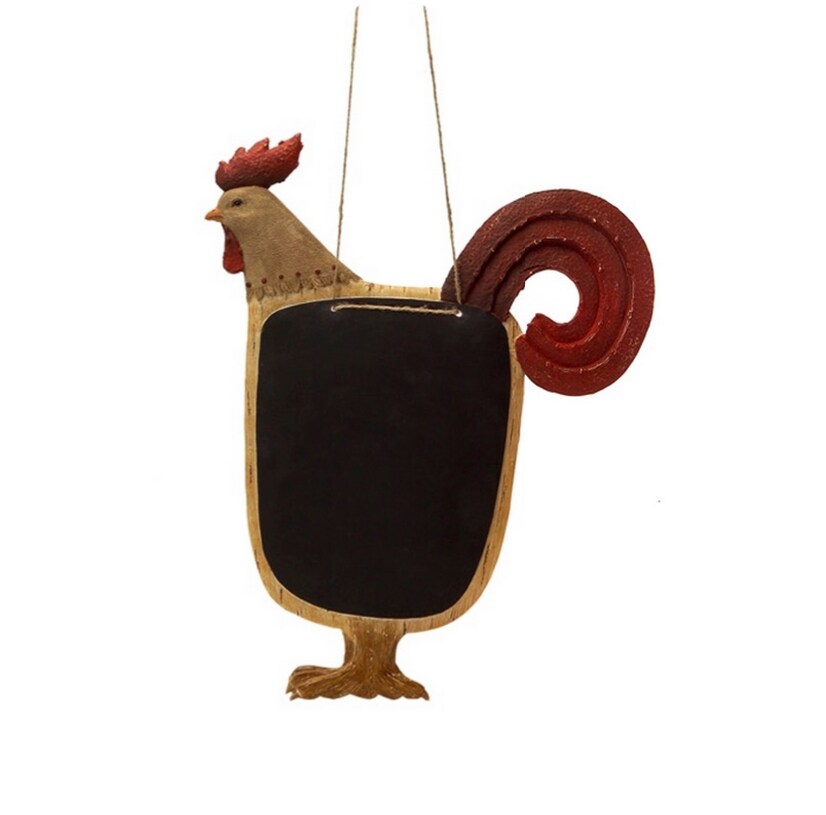 Melrose Country Rustic Brown and Red Proud Rooster Hanging with Chalkboard 16"